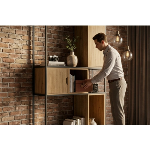 REGAŁ NA KSIĄŻKI METALOWE DREWNO LITE DĄB JESION OLCHA RNK-107